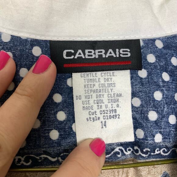 VTG Cabrias southwest pattern polka dot faux vest short sleeve blouse Size LARGE - Picture 4 of 7
